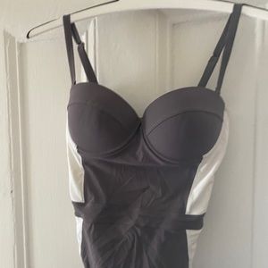Grey and white Tory Burch one piece swimsuit